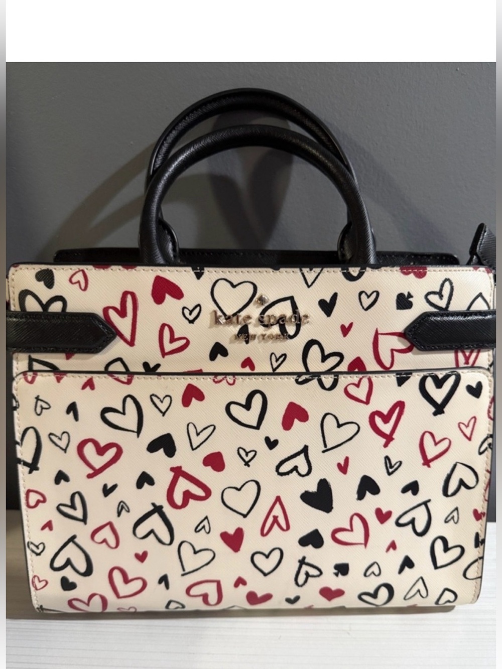 Kate Spade New York Staci Medium Satchel scribble hearts w/matching wallet NWOT - Picture 5 of 12